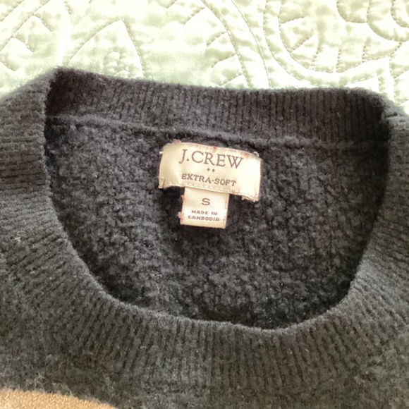 J.Crew, black, w/ gold shimmer stripes, crew neck, pull-over sweater, sz small - Picture 3 of 4